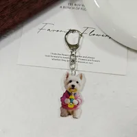 Adorable Double-Sided Printed Acrylic Cat Dog Keychain Pendant Fashionable Animal Style Accessory Suitable For Daily Use sku image 5