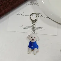 Adorable Double-Sided Printed Acrylic Cat Dog Keychain Pendant Fashionable Animal Style Accessory Suitable For Daily Use sku image 6
