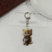 Adorable Double-Sided Printed Acrylic Cat Dog Keychain Pendant Fashionable Animal Style Accessory Suitable For Daily Use sku image 8