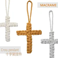Handcrafted Cross Decoration Festive Cotton Rope Keychain Bag Accessory Woven Art Car Key Holder Backpack Charm Pendant main image 3