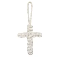 Handcrafted Cross Decoration Festive Cotton Rope Keychain Bag Accessory Woven Art Car Key Holder Backpack Charm Pendant main image 5