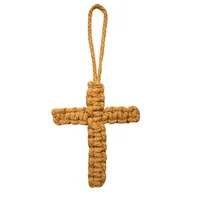 Handcrafted Cross Decoration Festive Cotton Rope Keychain Bag Accessory Woven Art Car Key Holder Backpack Charm Pendant sku image 2