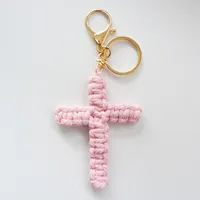 Handcrafted Cross Decoration Festive Cotton Rope Keychain Bag Accessory Woven Art Car Key Holder Backpack Charm Pendant sku image 5