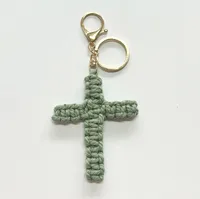 Handcrafted Cross Decoration Festive Cotton Rope Keychain Bag Accessory Woven Art Car Key Holder Backpack Charm Pendant sku image 8