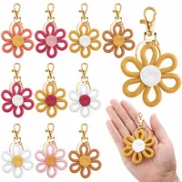 Daisy Party Gift Mini Flower Keychain Sunflower Woven Simple Pendant Car Ring Decoration Ornament Handmade Cotton Rope Plant Floral main image 1