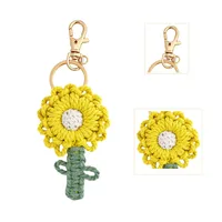 Handwoven Daisy Keychain Pendant Simple Nordic Style Backpack Flower Bag Gift Cotton Rope Material No Pattern Design Feature main image 3