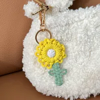 Handwoven Daisy Keychain Pendant Simple Nordic Style Backpack Flower Bag Gift Cotton Rope Material No Pattern Design Feature main image 4