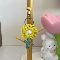 Handwoven Daisy Keychain Pendant Simple Nordic Style Backpack Flower Bag Gift Cotton Rope Material No Pattern Design Feature main image 5