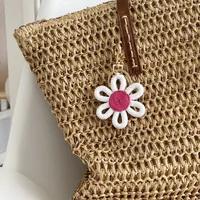 Daisy Party Gift Mini Flower Keychain Sunflower Woven Simple Pendant Car Ring Decoration Ornament Handmade Cotton Rope Plant Floral main image 4