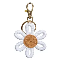Daisy Party Gift Mini Flower Keychain Sunflower Woven Simple Pendant Car Ring Decoration Ornament Handmade Cotton Rope Plant Floral main image 6