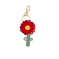 Handwoven Daisy Keychain Pendant Simple Nordic Style Backpack Flower Bag Gift Cotton Rope Material No Pattern Design Feature sku image 1