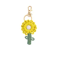 Handwoven Daisy Keychain Pendant Simple Nordic Style Backpack Flower Bag Gift Cotton Rope Material No Pattern Design Feature sku image 2