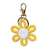 Daisy Party Gift Mini Flower Keychain Sunflower Woven Simple Pendant Car Ring Decoration Ornament Handmade Cotton Rope Plant Floral sku image 3