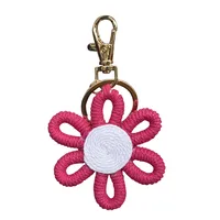 Daisy Party Gift Mini Flower Keychain Sunflower Woven Simple Pendant Car Ring Decoration Ornament Handmade Cotton Rope Plant Floral sku image 5