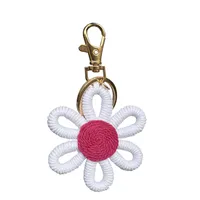 Daisy Party Gift Mini Flower Keychain Sunflower Woven Simple Pendant Car Ring Decoration Ornament Handmade Cotton Rope Plant Floral sku image 7