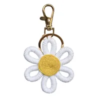 Daisy Party Gift Mini Flower Keychain Sunflower Woven Simple Pendant Car Ring Decoration Ornament Handmade Cotton Rope Plant Floral sku image 8