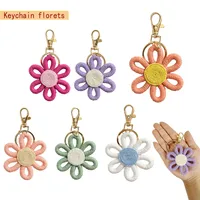 Simple Daisy Keychain Flower Sunflower Woven Carriage Decoration Hanging Ornament Plant Floral Pattern Cotton Rope Material main image 1