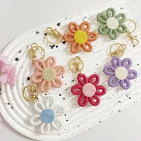 Simple Daisy Keychain Flower Sunflower Woven Carriage Decoration Hanging Ornament Plant Floral Pattern Cotton Rope Material main image 2