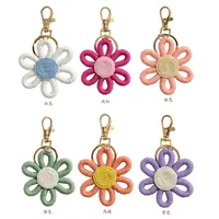 Simple Daisy Keychain Flower Sunflower Woven Carriage Decoration Hanging Ornament Plant Floral Pattern Cotton Rope Material main image 5