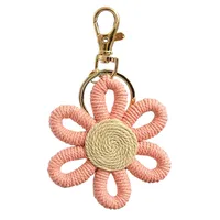 Simple Daisy Keychain Flower Sunflower Woven Carriage Decoration Hanging Ornament Plant Floral Pattern Cotton Rope Material sku image 3