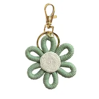 Simple Daisy Keychain Flower Sunflower Woven Carriage Decoration Hanging Ornament Plant Floral Pattern Cotton Rope Material sku image 4