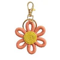 Simple Daisy Keychain Flower Sunflower Woven Carriage Decoration Hanging Ornament Plant Floral Pattern Cotton Rope Material sku image 5