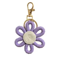 Simple Daisy Keychain Flower Sunflower Woven Carriage Decoration Hanging Ornament Plant Floral Pattern Cotton Rope Material sku image 6