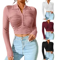 Long Sleeve Top Women's New Sexy Midriff-Baring Slim Lapel Sun Protection Shirt main image 1