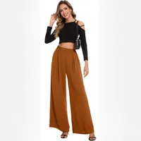 Elastic Waist High Waist Casual Straight-Leg Wide Leg Pants main image 2