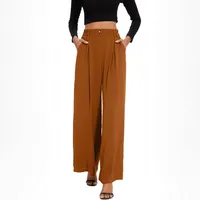 Elastic Waist High Waist Casual Straight-Leg Wide Leg Pants main image 3