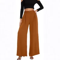 Elastic Waist High Waist Casual Straight-Leg Wide Leg Pants main image 4