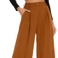 Elastic Waist High Waist Casual Straight-Leg Wide Leg Pants main image 5