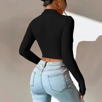 Long Sleeve Top Women's New Sexy Midriff-Baring Slim Lapel Sun Protection Shirt main image 4