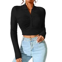 Long Sleeve Top Women's New Sexy Midriff-Baring Slim Lapel Sun Protection Shirt main image 5