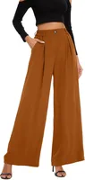 Elastic Waist High Waist Casual Straight-Leg Wide Leg Pants sku image 4