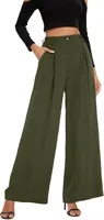 Elastic Waist High Waist Casual Straight-Leg Wide Leg Pants sku image 9