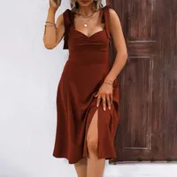 New Seaside Vacation Style Women's Casual Suspender Skirt Slim Slit High Sense French Dress main image 1