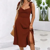 New Seaside Vacation Style Women's Casual Suspender Skirt Slim Slit High Sense French Dress main image 2