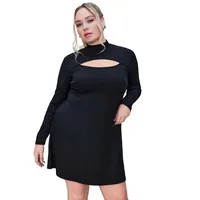New   Plus Size Women's Clothing Sexy Cutout Dress Fall/Winter Slim Long Sleeve A- Line Skirt main image 5