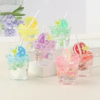 Simulation Luminous Strawberry Slush And Shake Maker Ice Bucket Candy Toy DIY Ornament Accessories Keychain Pendant Epoxy Resin Decorations main image 1