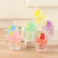Simulation Luminous Strawberry Slush And Shake Maker Ice Bucket Candy Toy DIY Ornament Accessories Keychain Pendant Epoxy Resin Decorations main image 3