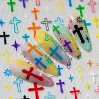 Bright Color Cross Pattern Nail Art Stickers DIY Personalized Style Suitable For Nail Salons And Individual Use main image 4