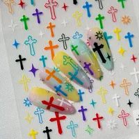 Bright Color Cross Pattern Nail Art Stickers DIY Personalized Style Suitable For Nail Salons And Individual Use main image 3