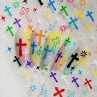 Bright Color Cross Pattern Nail Art Stickers DIY Personalized Style Suitable For Nail Salons And Individual Use main image 7