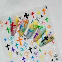 Bright Color Cross Pattern Nail Art Stickers DIY Personalized Style Suitable For Nail Salons And Individual Use main image 6