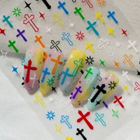 Bright Color Cross Pattern Nail Art Stickers DIY Personalized Style Suitable For Nail Salons And Individual Use main image 8