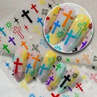 Bright Color Cross Pattern Nail Art Stickers DIY Personalized Style Suitable For Nail Salons And Individual Use main image 1