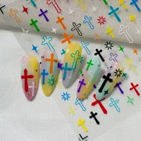 Bright Color Cross Pattern Nail Art Stickers DIY Personalized Style Suitable For Nail Salons And Individual Use main image 9