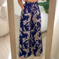 Fashionable High Waist Loose Straight Leg Casual Pants Women's Elastic Fabric Four-Dimensional Stretch Polyester Lyocell main image 2