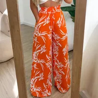 Fashionable High Waist Loose Straight Leg Casual Pants Women's Elastic Fabric Four-Dimensional Stretch Polyester Lyocell main image 3